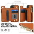 thumbnail image 6 of Wallet Case for Apple iPhone 7 / 8 / SE 3rd 2nd Gen 2022 & 2020, with Crossbody Shoulder Strap & Hand Wrist Cards Holder Zipper Pocket Stand Feature Full Protective Shockpoof Case for Women,Brown, 6 of 7