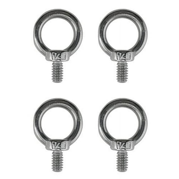 US Stainless 4 Pieces Stainless Steel 316 1/4" Lifting Eye Bolt 1/4" UNC Marine Grade Pitch of 20