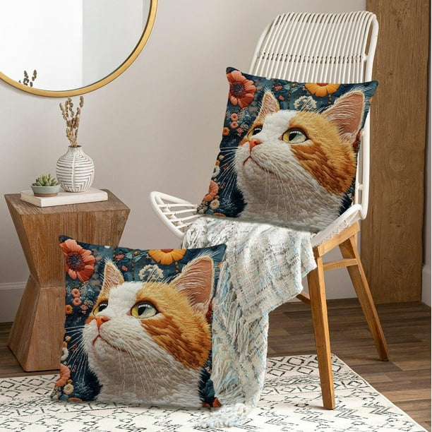 Juego de almohadas con estampado de animales bonitos para dormitorio, sala de estar, sofá, cojín de 45 x 45 cm para decoración de sofá y sala de estar, funda de almohada aterciopelada.