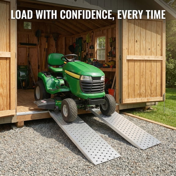 2PCS 63"L×8.66"W Aluminum Alloy Shed Ramp, 880 LBS Capacity Loading Ramps for Riding Lawn Mowers, Garden Sheds and Outdoor Storage Use