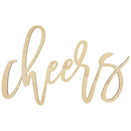 Koyal Wholesale Cheers Bar Sign, Scripted Laser Cut Wood Sign for Wedding, Bridal Shower, Bachelorette, Engagement