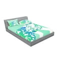 thumbnail image 2 of Ambesonne Floral Fitted Sheet & Pillow Sham Set, Girl Flower Petal Leaves, Queen, Turquoise Teal White, 2 of 2
