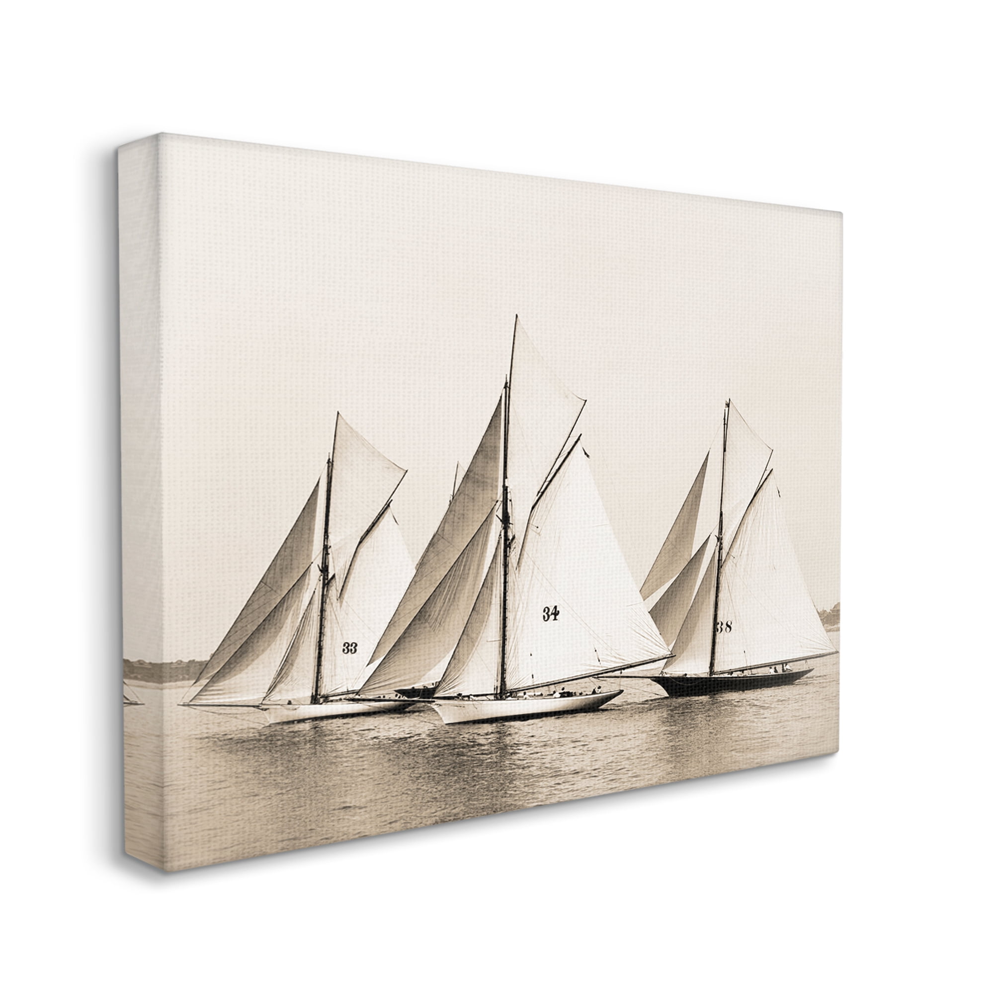 Stupell Industries Vintage Sailboat Fleet Transportation Photography Gallery Wrapped Canvas Art Print Wall Art, 30 x 24