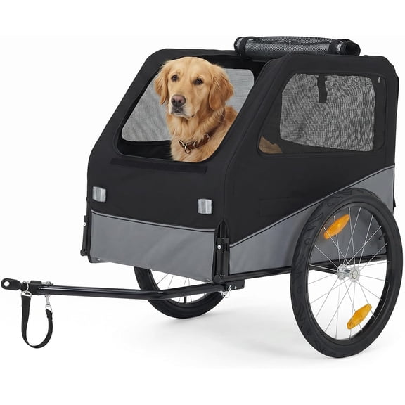 Foldable Dog Bike Trailer 100 lbs Steel Frame Pet Carrier for Bicycle