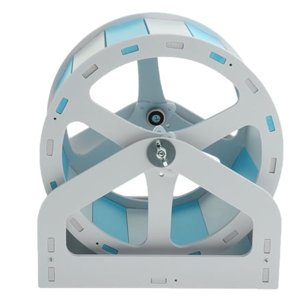 Mouse Wooden Exercise Wheel Silent Hamster Running Wheel Pet Toy Wheel - , as described Blue White