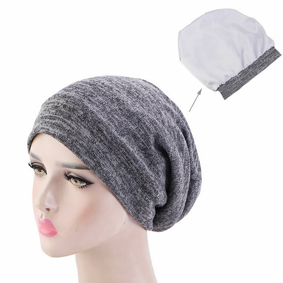 HCURIBAD Beanie for Women, Women Soft Slouchy Beanie Cap Lightweight Hipster Hat Breathable Faux Sleeping Cap Thin Chemo Cap, Bomber Hats Winter Hats for Women Beanies Women Gray One Size