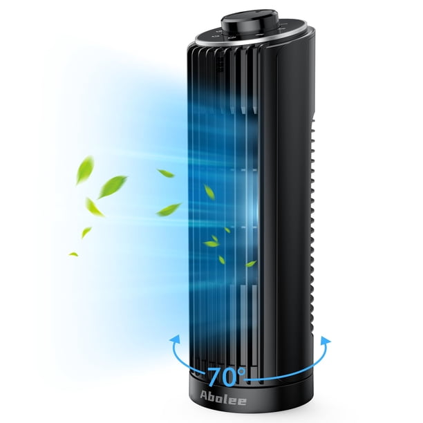 Abolee Ventilador de torre para dormitorio, ventilador de escritorio de 23 pies/s con control remoto, ventilador de escritorio oscilante de 70°, 4 velocidades, 4 modos, 12 temporizadores, 2024 nuevo v