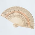 thumbnail image 1 of New Portable Travel Decoration Wooden Bamboo Print Flower Folding Fan Hand Held B, 1 of 1