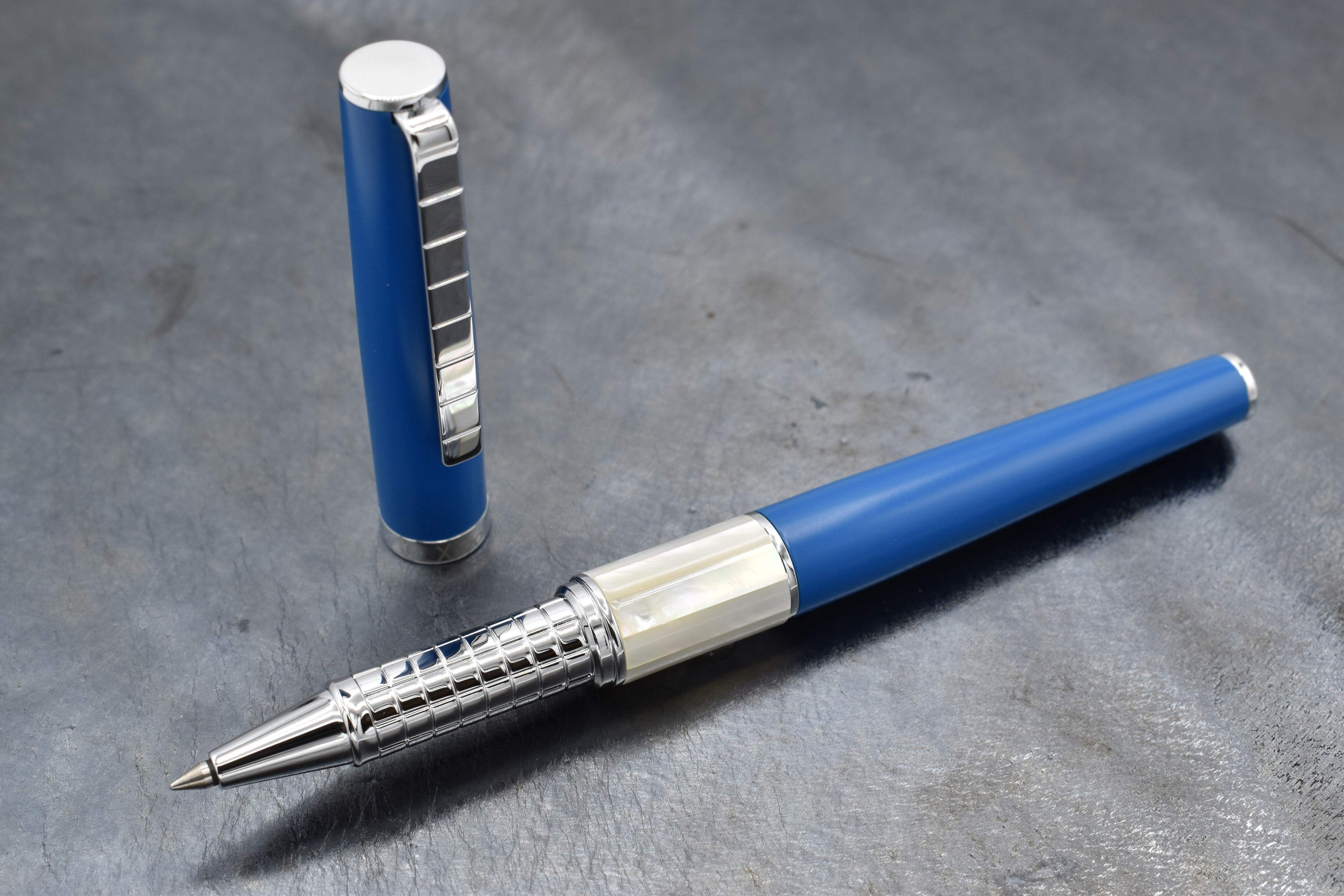 Xezo Speedmaster® Lapis Blue Brass Rollerball Pen - With White Mother of Pearl