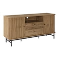 thumbnail image 4 of CorLiving Hikari Engineered Wood Curved Sideboard with Tambour Panel Doors, 2 Drawers, and 5 Shelves, Light Brown, 4 of 11