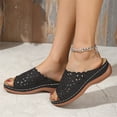 thumbnail image 4 of Womens Wedge Sandals,Summer Beach Sandals for Women Comfortable Wedge Sandals Leather Open Toe Slides with Arch Support Ladies Dressy Flower Flat Platform Sandals for Casual Walking Outdoor Wear, 4 of 4