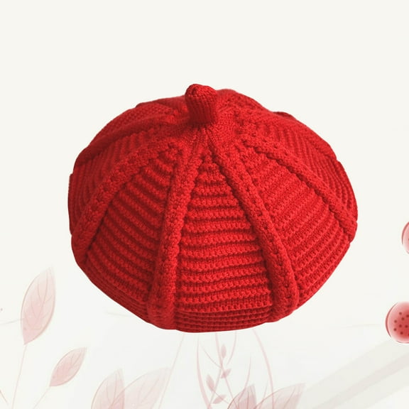LOLIPPYY Red Wool Beret Hat, Solid Color, Lightweight and Warm, Stylish Autumn Winter Fashion Accessory