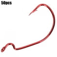 thumbnail image 3 of 50 Uds. Señuelo anzuelo de gusano con manivela de níquel rojo, cebo suave, aparejos de pesca de acero con alto contenido de carbono, 3 of 8