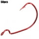 thumbnail image 3 of 50 Uds. Señuelo anzuelo de gusano con manivela de níquel rojo, cebo suave, aparejos de pesca de acero con alto contenido de carbono, 3 of 13