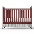 thumbnail image 2 of Baby Convertible Crib 3 In 1, Converts from Baby Crib to Toddler Bed, New Zealand Pinewood Baby Bed with Locking Wheels and Teething Rail, Crib with 4 Height Adjustment and Non Toxic Finish, Cherry, 2 of 9
