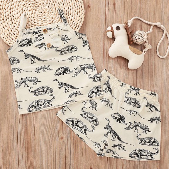 Vedolay 2 Piece Shorts Sets For Girls Girl's 2 Piece Outfits Floral Print Top and Shorts Set,Beige 3-4 Years