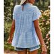 thumbnail image 4 of Blusa de mujer con cuello redondo y manga con volantes, estampado fluido, holgado, informal, de gasa, color azul L, 4 of 6