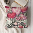 thumbnail image 3 of SHANXI Decorative Pink Love Hearts Pillowcase, Grey Buffalo Plaid Check Wedding 12x12in, 3 of 5