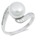 thumbnail image 1 of Clear CZ Simulated Pearl Retro Ring .925 Sterling Silver Band White Jewelry Female Size 7, 1 of 4