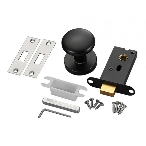 relayinert Passage Door Knob Single Side Zinc Black Hardware Round Doorknob Alloy Lock