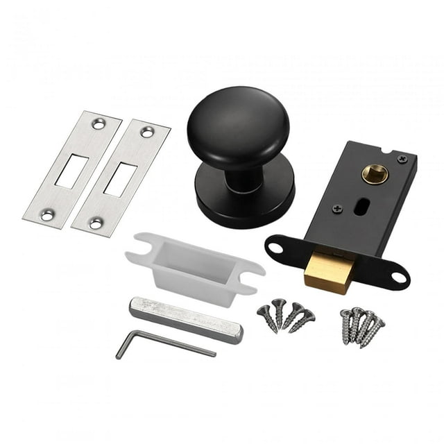 relayinert Bouton de Porte de Passage Simple Face Zinc Noir Matériel Bouton de Porte Rond Serrure en Alliage
