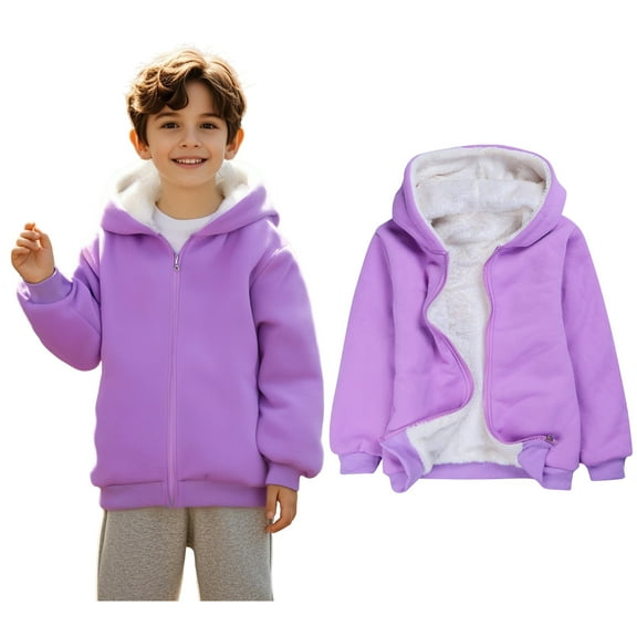 Girls Hoodies Purple Full Zipper Hooded Casual Long Sleeve Hoodies Warm Fall Winter Clothes 6-7 Years Old Boy Clothes Boys Girls Fashion