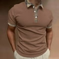 thumbnail image 2 of Cathalem Mens Knit Polo Shirts Classic Button Basic Short Sleeve Shirt Solid Color Cotton Tees Golf Stylish Tops,Coffee XXXXL, 2 of 4