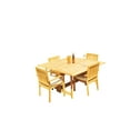 thumbnail image 4 of Grade-A Teak Dining Set: 4 Seater 5 Pc: 60" Square Rectangle Butterfly Table And 4 Leveb Stacking Arm Chairs Outdoor Patio WholesaleTeak #51LV1405, 4 of 7