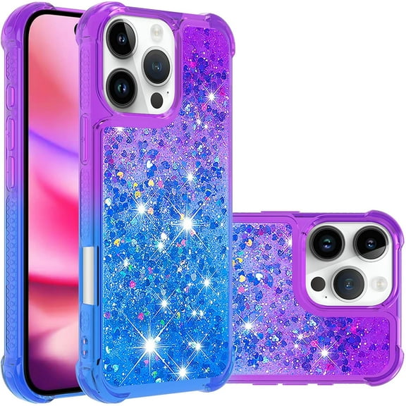 Case for iPhone 16 Pro Max Case Glitter Liquid Cute Clear Shockproof Back Cover,Soft TPU Phone Case for iPhone 16 Pro Max 6.9 inch Gradient Purple