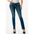 thumbnail image 2 of Grace In La Women's Dark Wash Mid Rise Floral Stretch Bootcut Jeans Dark Wash 27W x 34L, 2 of 3