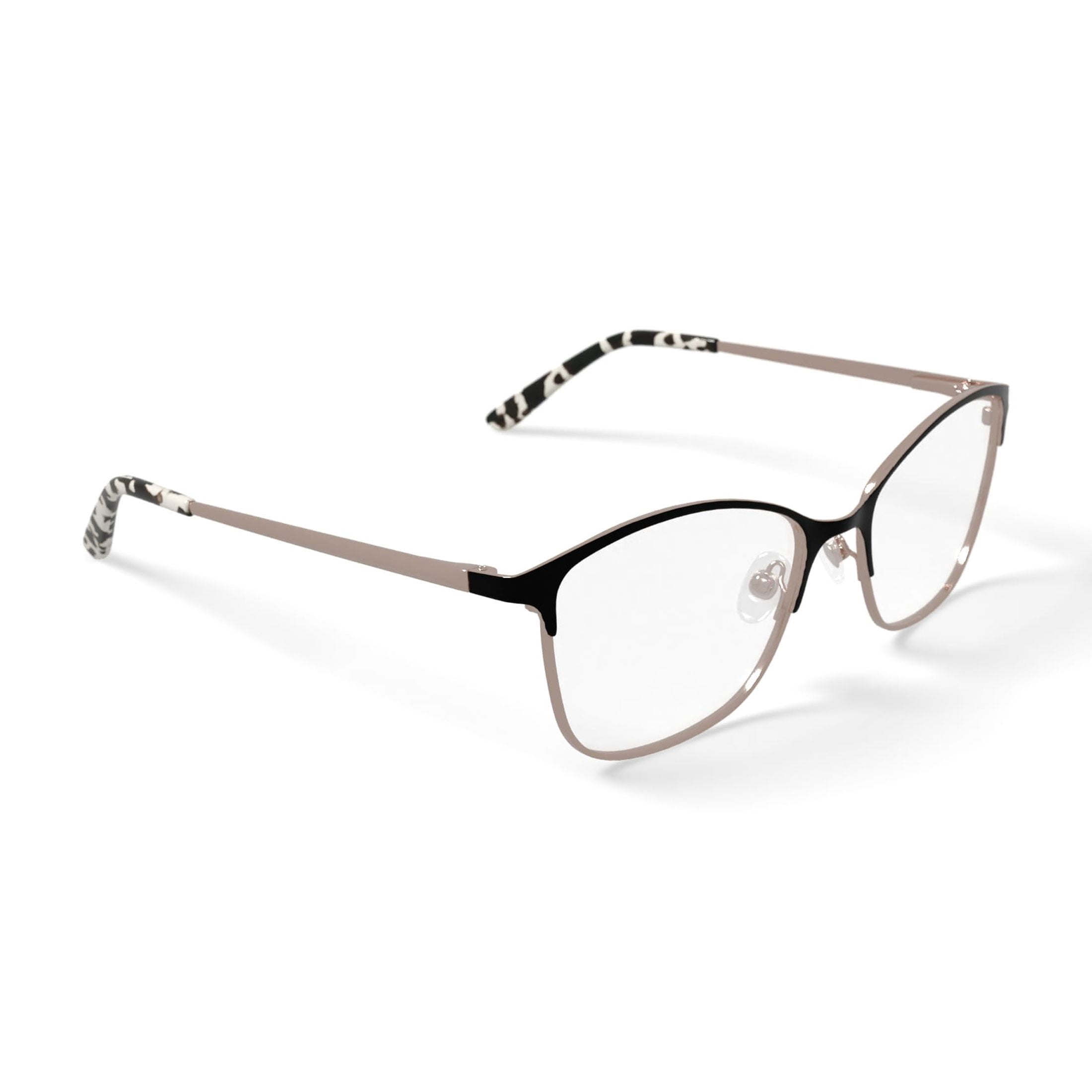 Christie Brinkley Women's C327 Browline Prescription Eyeglasses with Case, Black/Gold