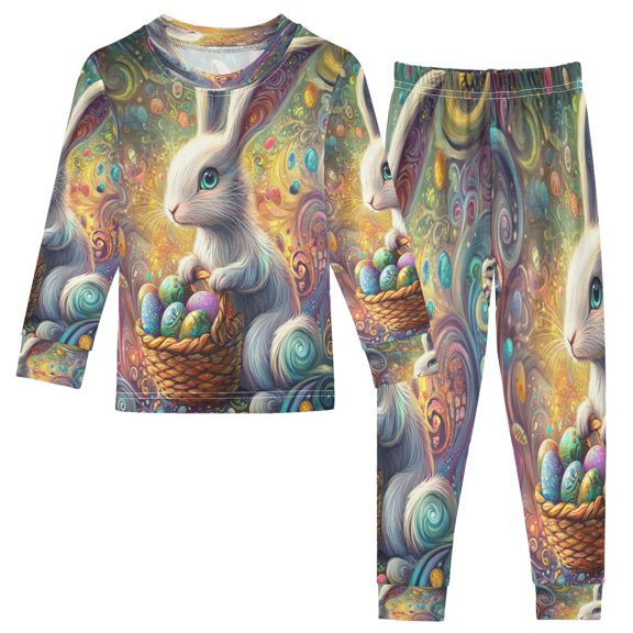 BZSMCE Unisex Pajama Set Snug-Fit Cotton Sleepwear Enchanted Easter Bunny Printed