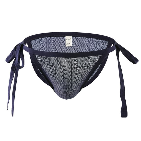 Ankola Men Side Tie Mesh Thong Briefs Mid Waist Breathable U-Pouch Stretch Underwear