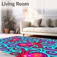 thumbnail image 2 of ODIKA 3'x5' Machine Washable Non-Slip Area Rug, Vibrant Octopus Latch Hook Handicraft Festive Needlework Project High Traffic Rug, Turquoise, 745464, 2 of 5