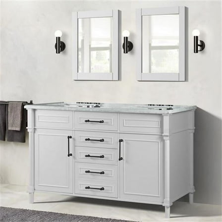 60 in. Double Vanity with Carrara Marble Top, White
