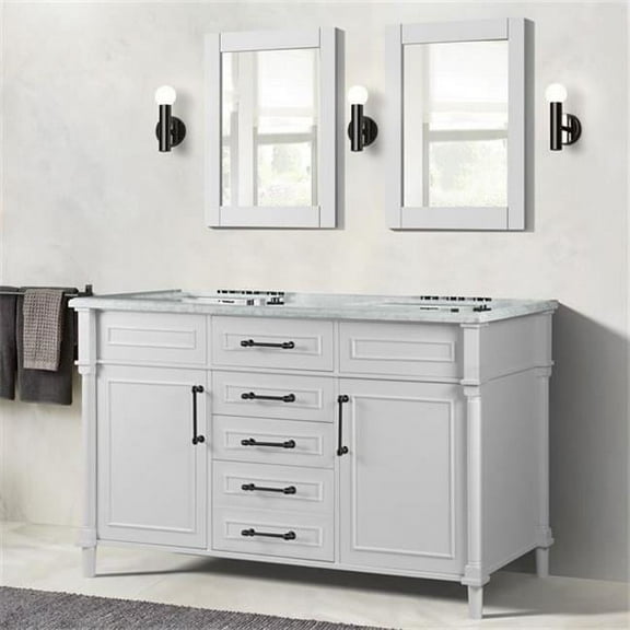 Bellaterra Home 800632-60DBL-WH 60 in. Double Vanity with Carrara Marble Top, White