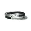 Bulova Men's Classic Double Chain Black Leather Wrap Bracelet in Stainless Steel - 8.0" J96B015L