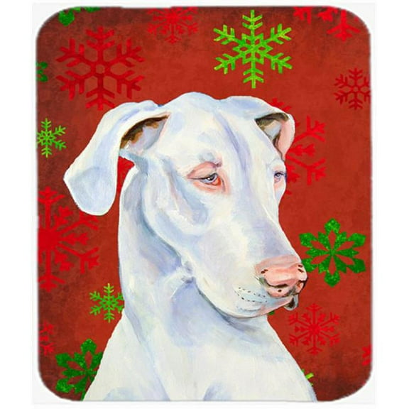 Great Dane Red And Green Snowflakes Christmas Mouse Pad, Hot Pad Or Trivet - 7.75 x 9.25 In.