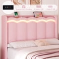 thumbnail image 5 of Hiphuta Full Size Bed with Power Outlet & LED, Upholstered Princess Beds with Drawer, Full Beds with Headboard Storage, Pink, 5 of 8
