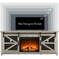 thumbnail image 3 of OKD Fireplace TV Stand for 75" TV with LED Lights， Farmhouse Electric Fireplace with Sliding Barn Door for Living Rooms, Light Rustic Oak, 3 of 8
