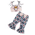 thumbnail image 2 of Musuos Toddler Girl Summer Outfit 6 12 18 24M 3 4Y Cow Head Tie-Up Spaghetti Strap Tank Tops and Flare Pants 2Pcs Clothes Set, 2 of 10