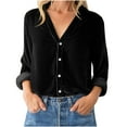 thumbnail image 2 of Qertyioot Chemise Décontractée à Manches Longues pour Femmes, Col Rabattu, Boutons, 2 of 6