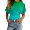 thumbnail image 5 of Girls Tshirts Summer Tops Short Sleeves Solid Color Tees Casual Crew Neck Basic Tees for Kids Green 3-4years, 5 of 6