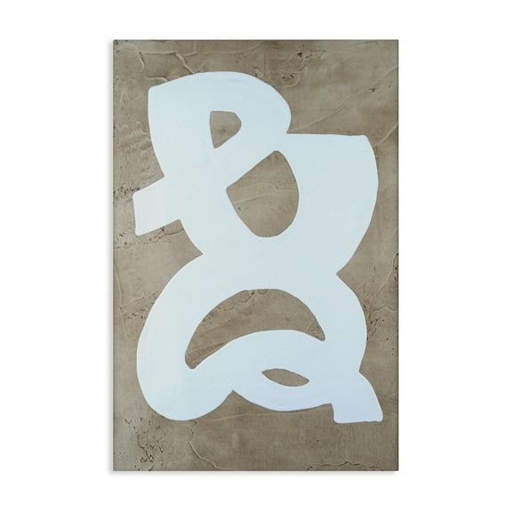 Stupell Industries Curving Form over Beige Abstract Painting Gallery Wrapped Canvas Art Print Wall Art, 16 x 24