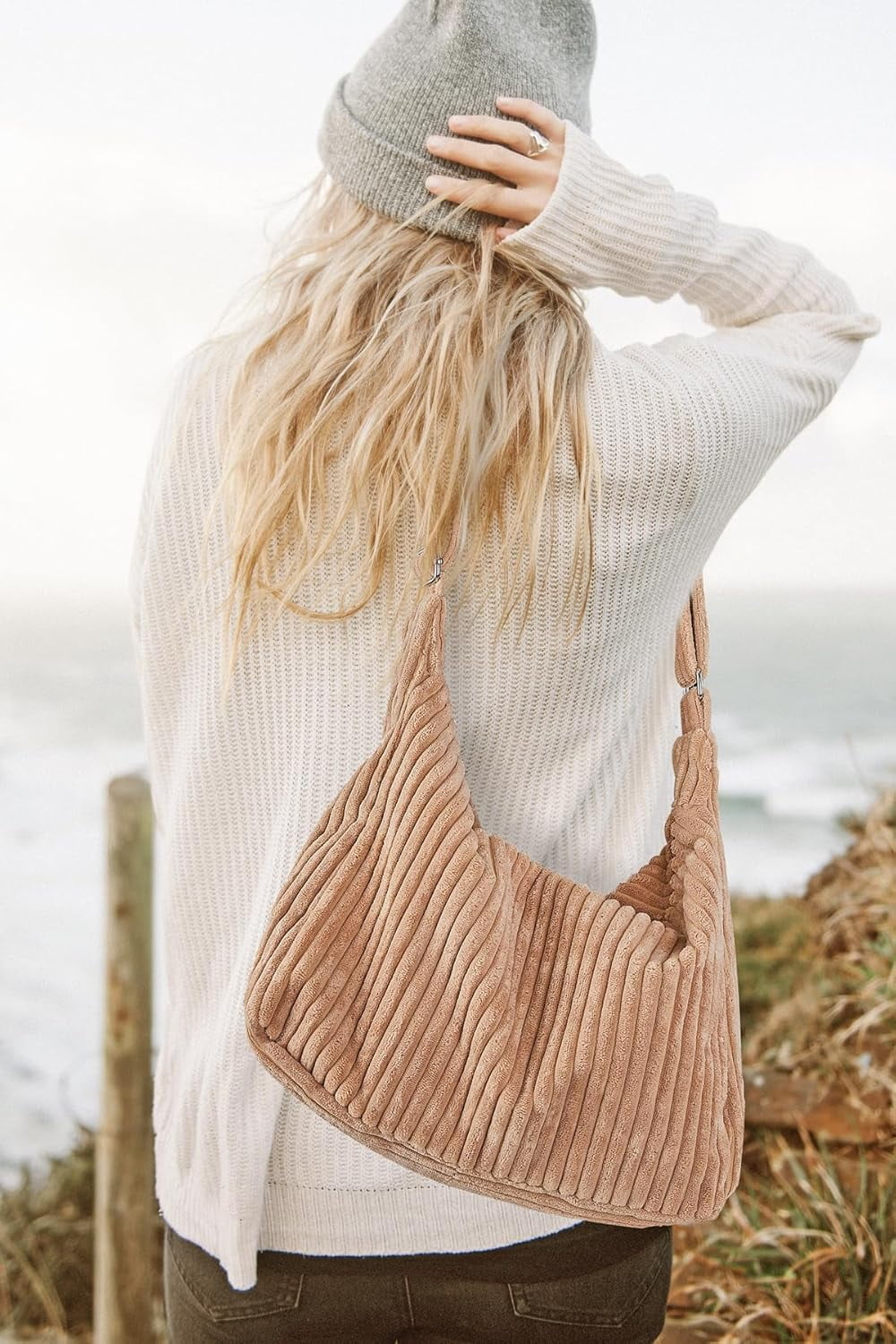 JennyShop Pretty Women Corduroy Hobo Bag, Hot Sale Adjustable Strap Shoulder Bag Crossbody Bag Casual Purse Tote Bag Handbag