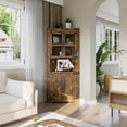 thumbnail image 3 of Gabinete de Esquina Alto – Estilo Granja – Puerta de Vidrio y Estantes Ajustables – Ahorra Espacio – Sala, Cocina y Baño, 3 of 9