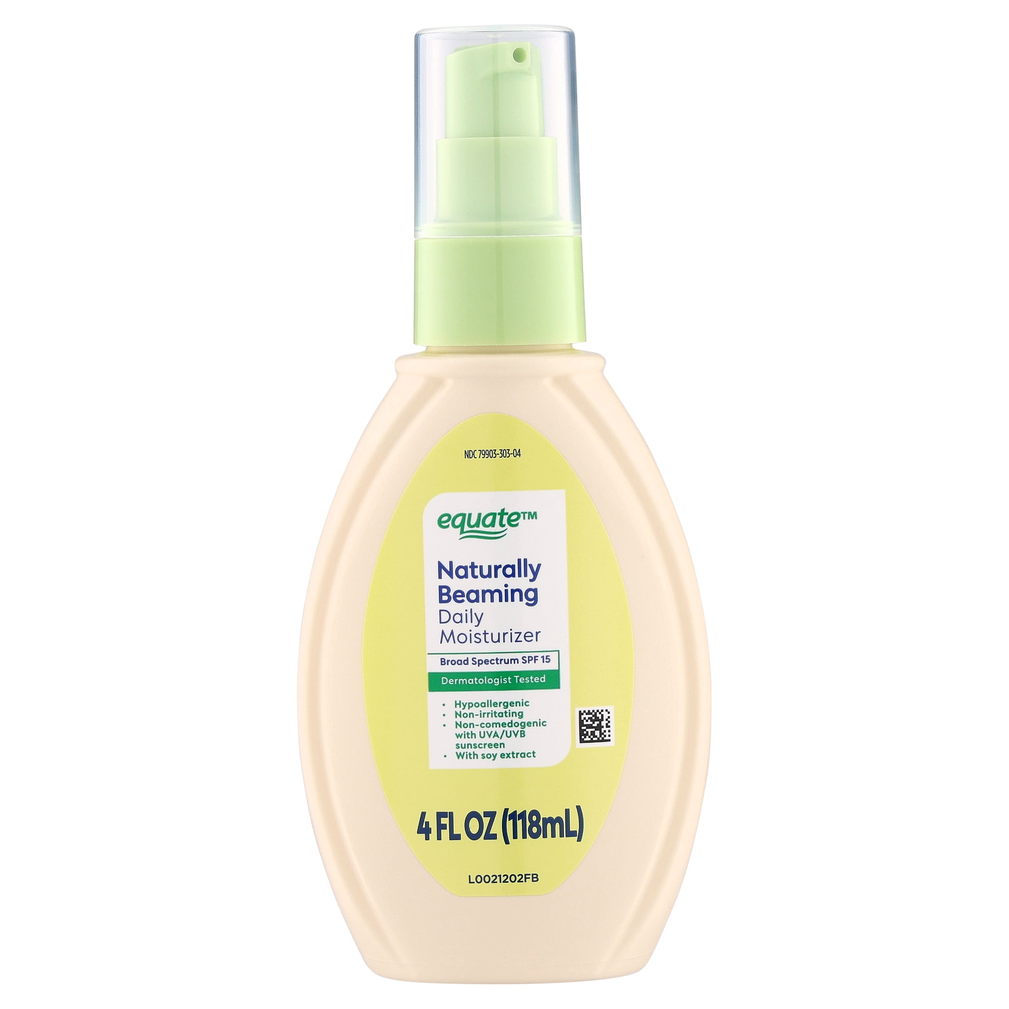 Equate Naturally Beaming Daily Face Moisturizer with SPF 15, 4 fl oz