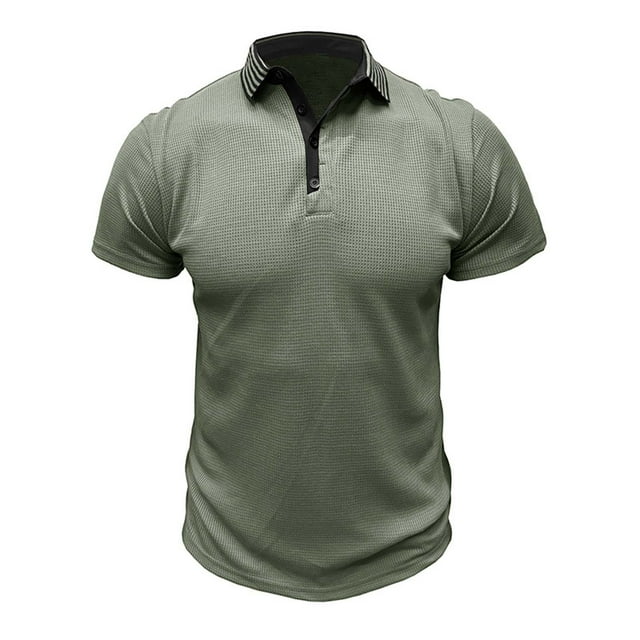 Chemises pour Hommes, T-Shirt Blouse Basique à Manches Courtes pour Hommes Musclé Robuste Uni Haut T-Shirt Blouse à Manches Courtes Col Rabattu Chemise
