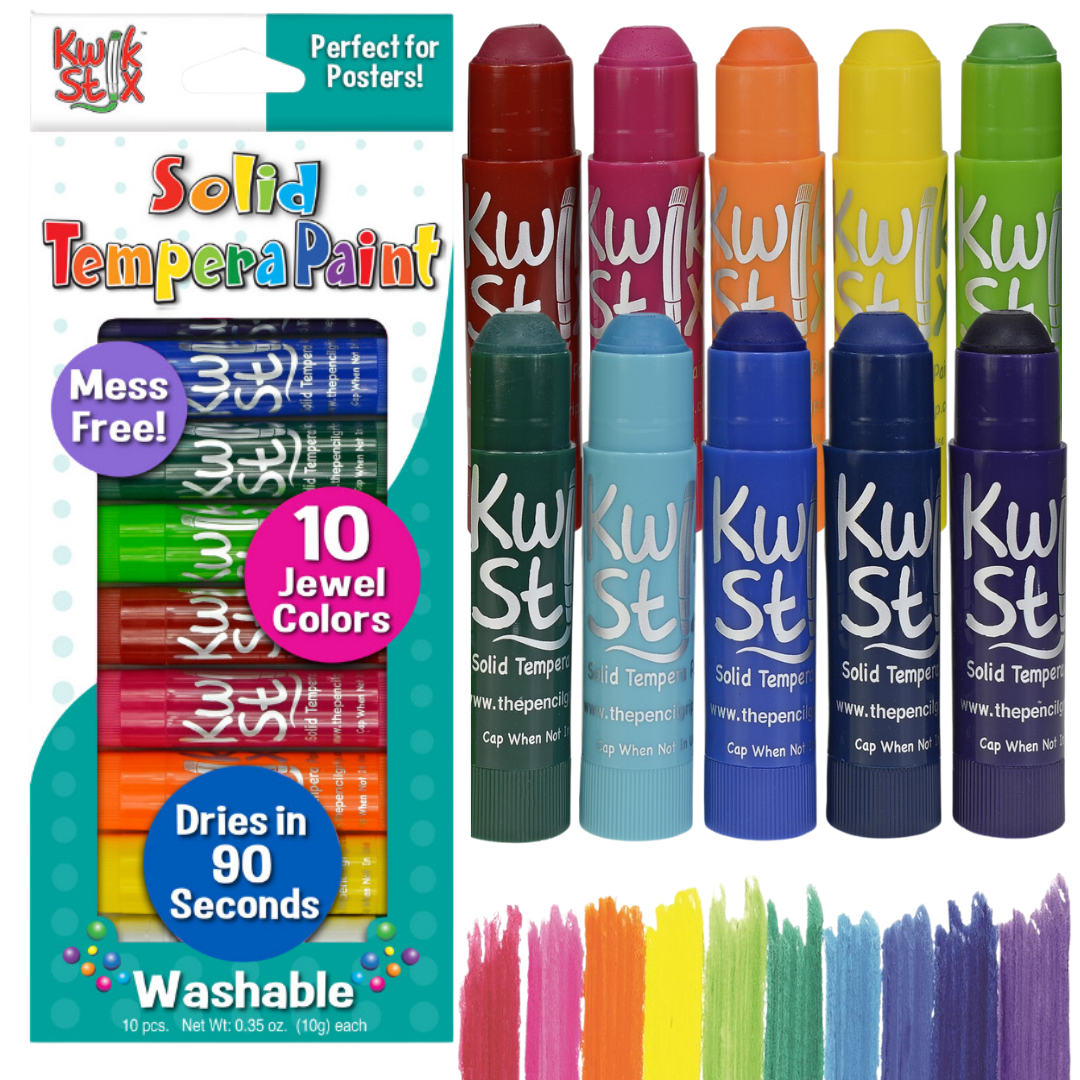 Kwik Stix Solid Tempera Paint Sticks Bundle, 20 Count (2 Packs of 10), Jewel & Pastel Colors, Washable, Quick-Drying, Non-Toxic
