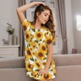 thumbnail image 2 of Horeoi Yellow Polka Dot Sunflower Print Women's Short-sleeved Nightdress Breathable Cotton-like Material Loose A-line Knee-length, 2 of 6